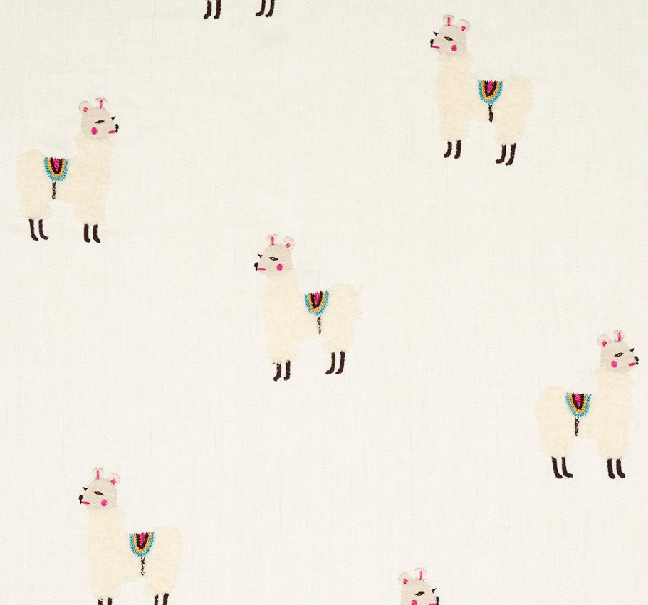 Llama Embroidery Fabric