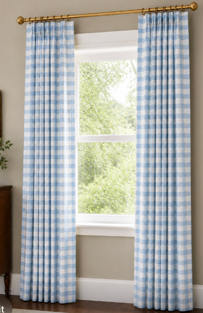 Camden Check Pinch Pleat Drapery Panels