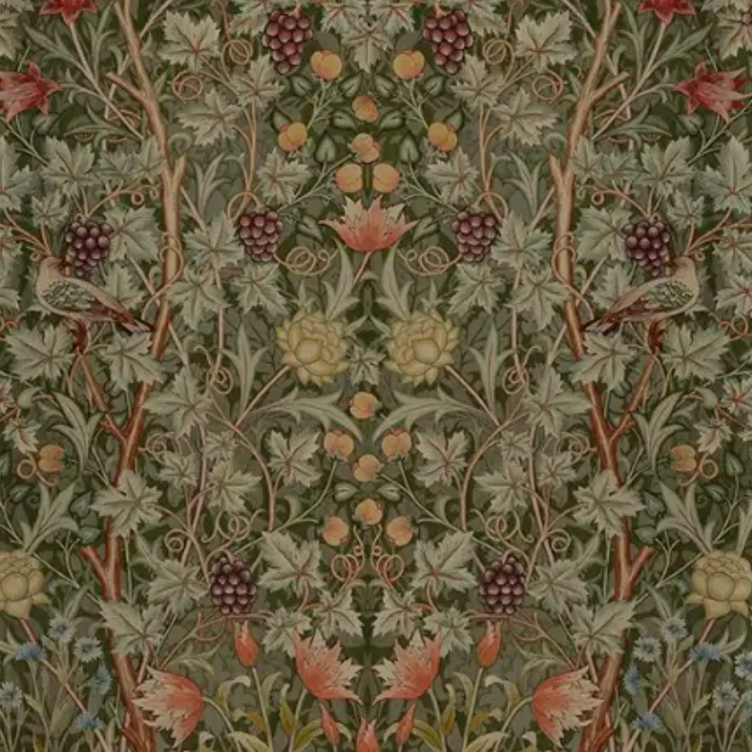 Vine Embroidery Dark Green Wall Mural