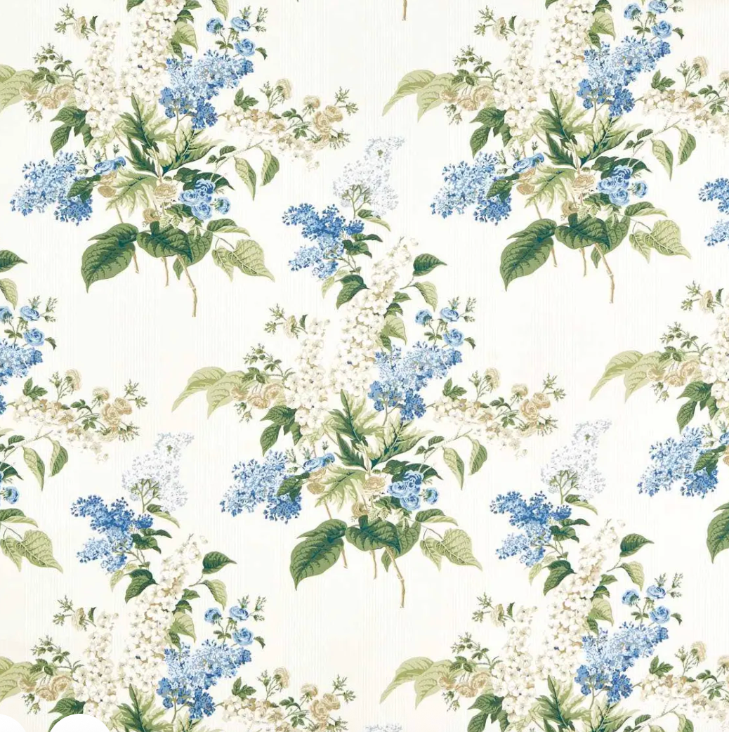 Delphiniums and Lilacs Fabric