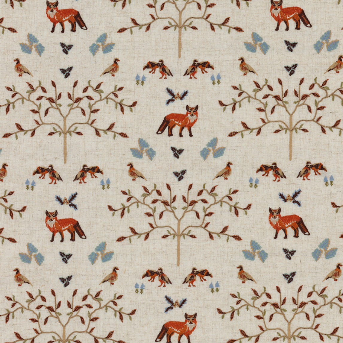 Fox Hollow Redwood Embroidered Fabric