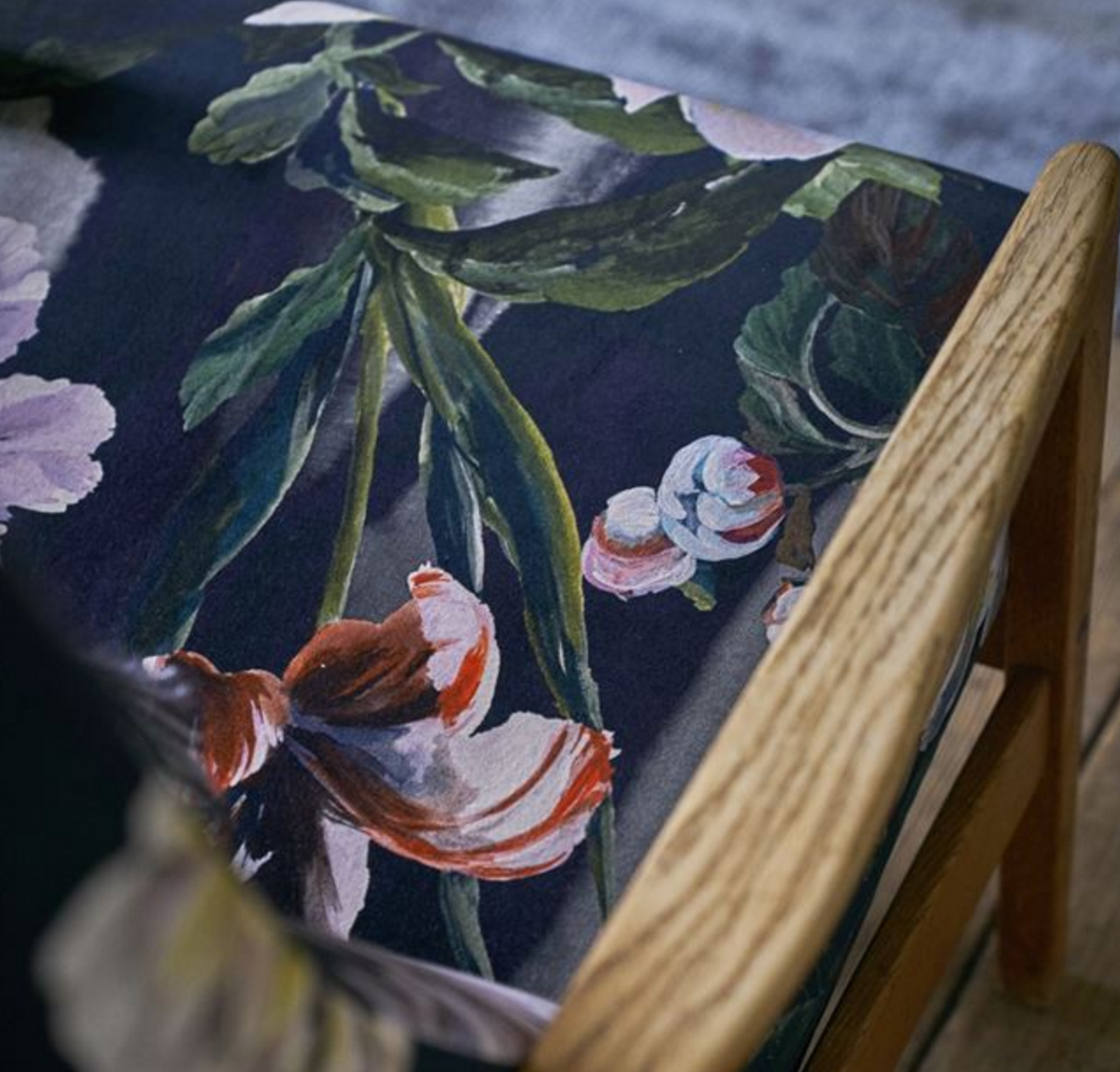 Delft Flower Velvet Fabric Swatch