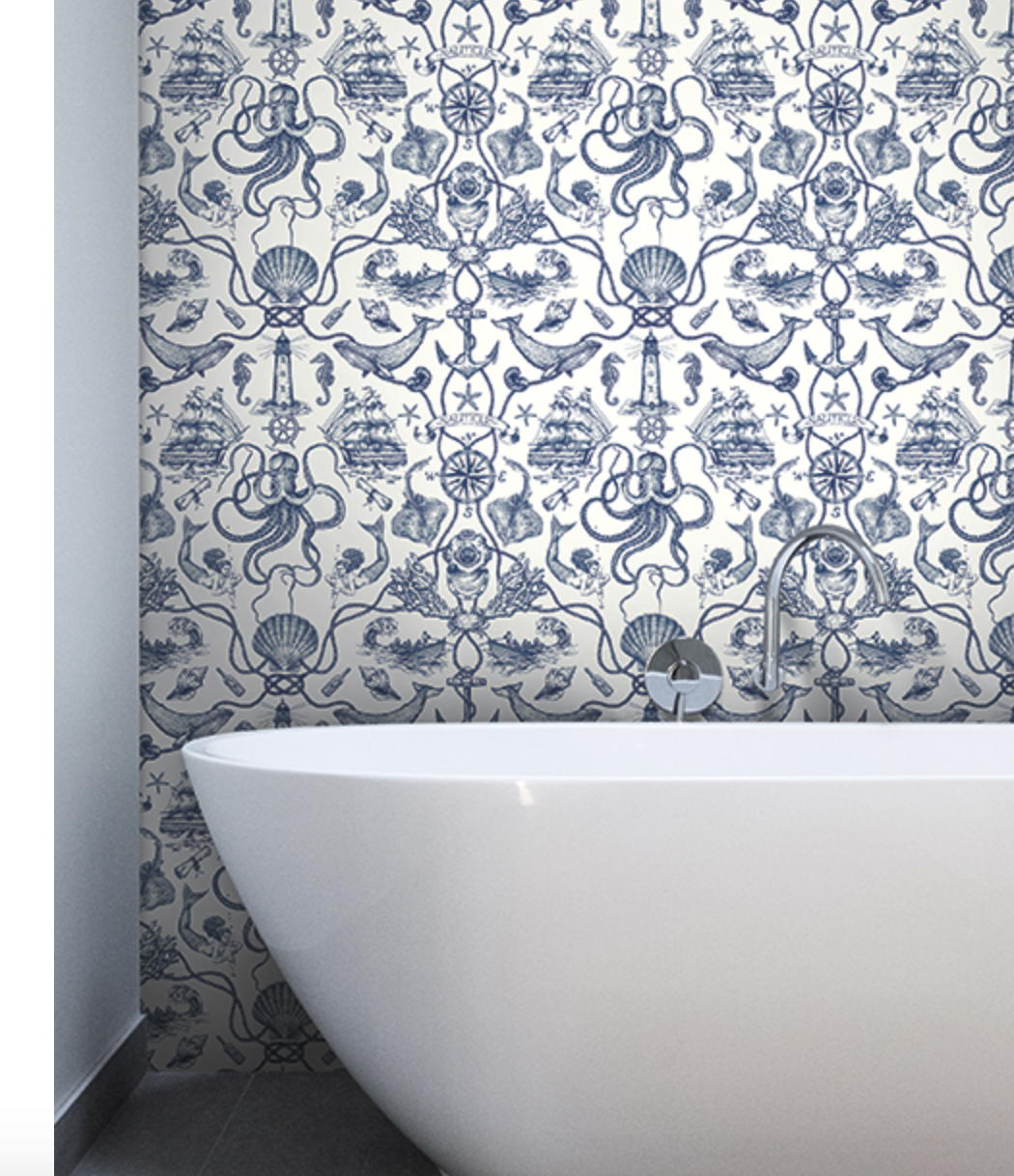 Deep Sea Toile Wallpaper