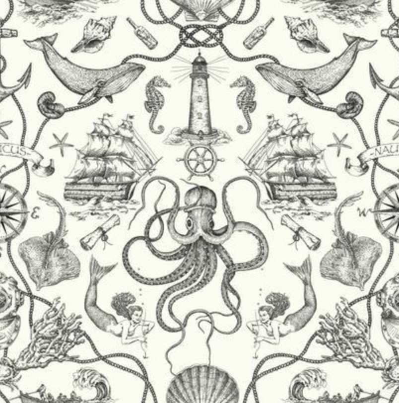Deep Sea Toile Wallpaper