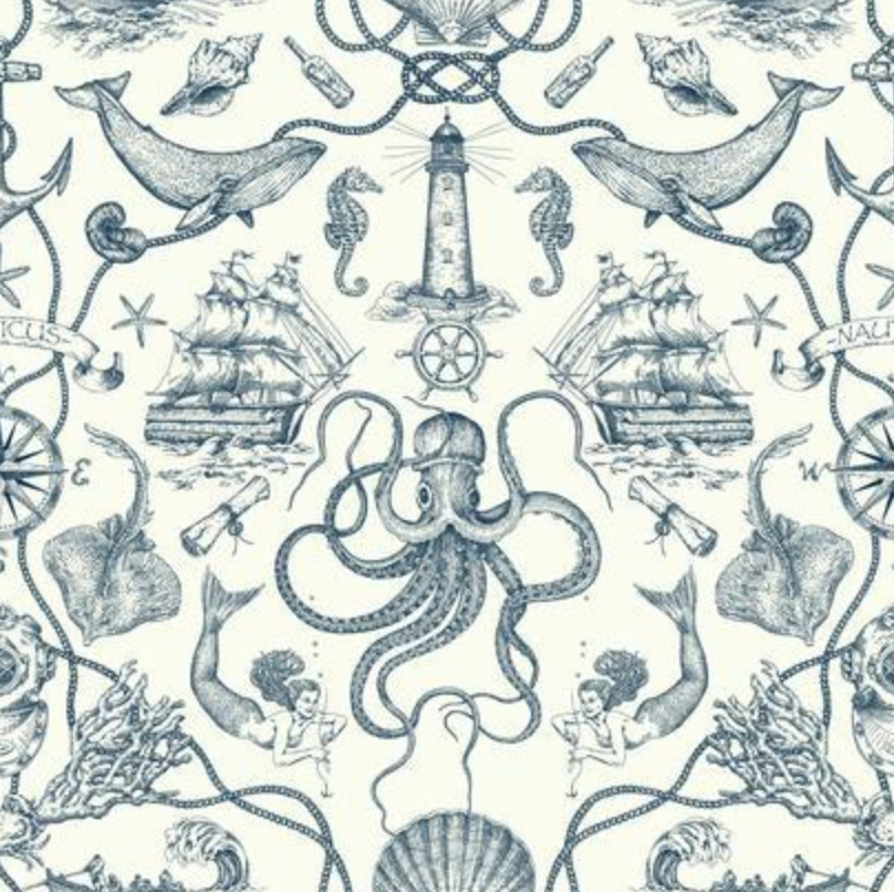 Deep Sea Toile Wallpaper