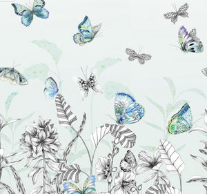 Papillons Eau De Nil Wallpaper Swatch