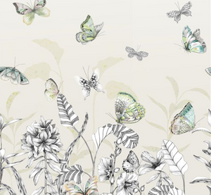 Papillons Eau De Nil Wallpaper Swatch