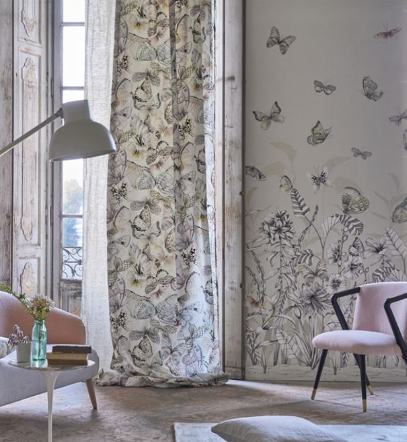 Papillons Eau De Nil Wallpaper Swatch