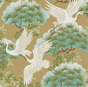 Sprig and Heron Wallpaper