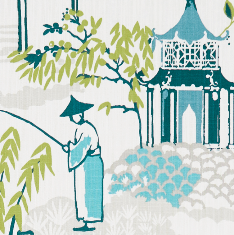 Pagoda Oriental Garden Fabric